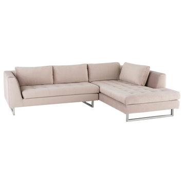 Janis Blush Fabric Sectional Sofa, Hgsc593