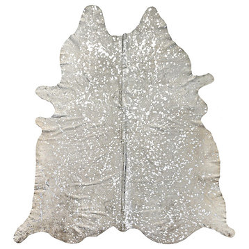 Natural Home Decor Scotland Cowhide Rug, 1-Piece, Natural and silver