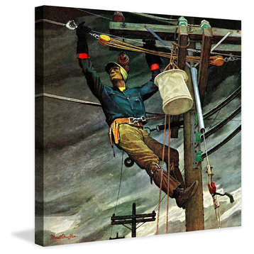 "Telephone Lineman" Painting Print on Canvas by Mead Schaeffer