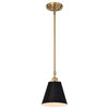 Dover 1-Light Small Pendant, Black With Vintage Brass