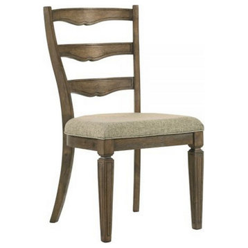 Stacy 19 Inch Dining Chair Set Of 2 Fabric Upholstery Weathered Oak - Saltoro