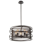 CWI Lighting - Darya 5 Light Up Pendant With Brown Finish - Include the Darya 5 Light Round Chandelier in your living space and easily give your humble abode a bold industrial edge. This up pendant features a mesh panel inner shade enveloped by circles of textured steel rods. Finished in a dark brown shade, this 22 inch round chandelier with five bulbs will most likely also bring a touch of welcoming warmth to your space.  Feel confident with your purchase and rest assured. This fixture comes with a one year warranty against manufacturers defects to give you peace of mind that your product will be in perfect condition.