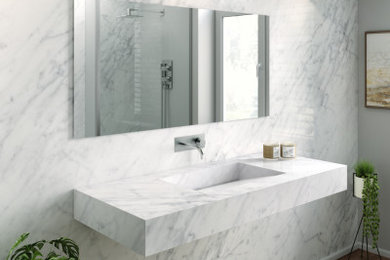 Plan vasque en marbre authentique Carrara C1
