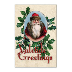 DDCG - Santa Yuletide Greetings Canvas Wall Art, 24"x36" - Prints And Posters