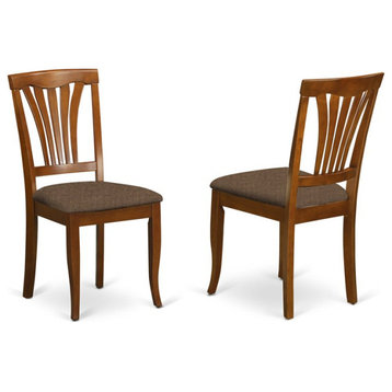 East West Furniture Avon 36" Linen Dining Chairs in Saddle Brown (Set of 2)
