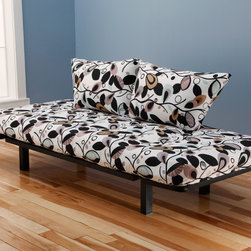 Black Metal Futon with Tanglewood Mattress in Bed Position - Products