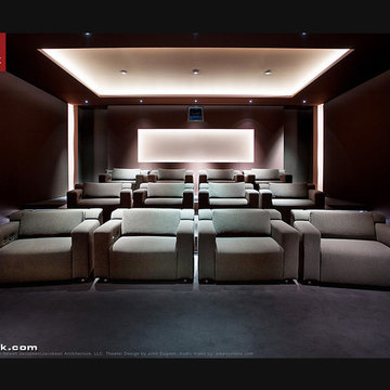 Exquisite New Media Room featuring CINEAK Strato Seats.