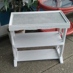 Painted End Table in Gray and White - Side Tables And End Tables