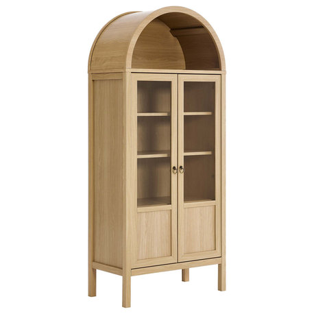 Tessa Tall Arched Storage Display Cabinet, Oak