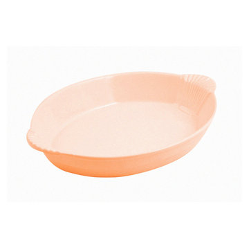 4 qt 12 x 17 x 2 1/2 inch Oval Casserole Shell Design Sandstone Caramel Speckled
