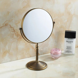 8 Inches Antique Brass Bathroom Desktop Make Up Mirror MB008 - Bathroom Mirrors