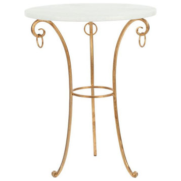 Tamara Ringed Round Top Gold Accent Table