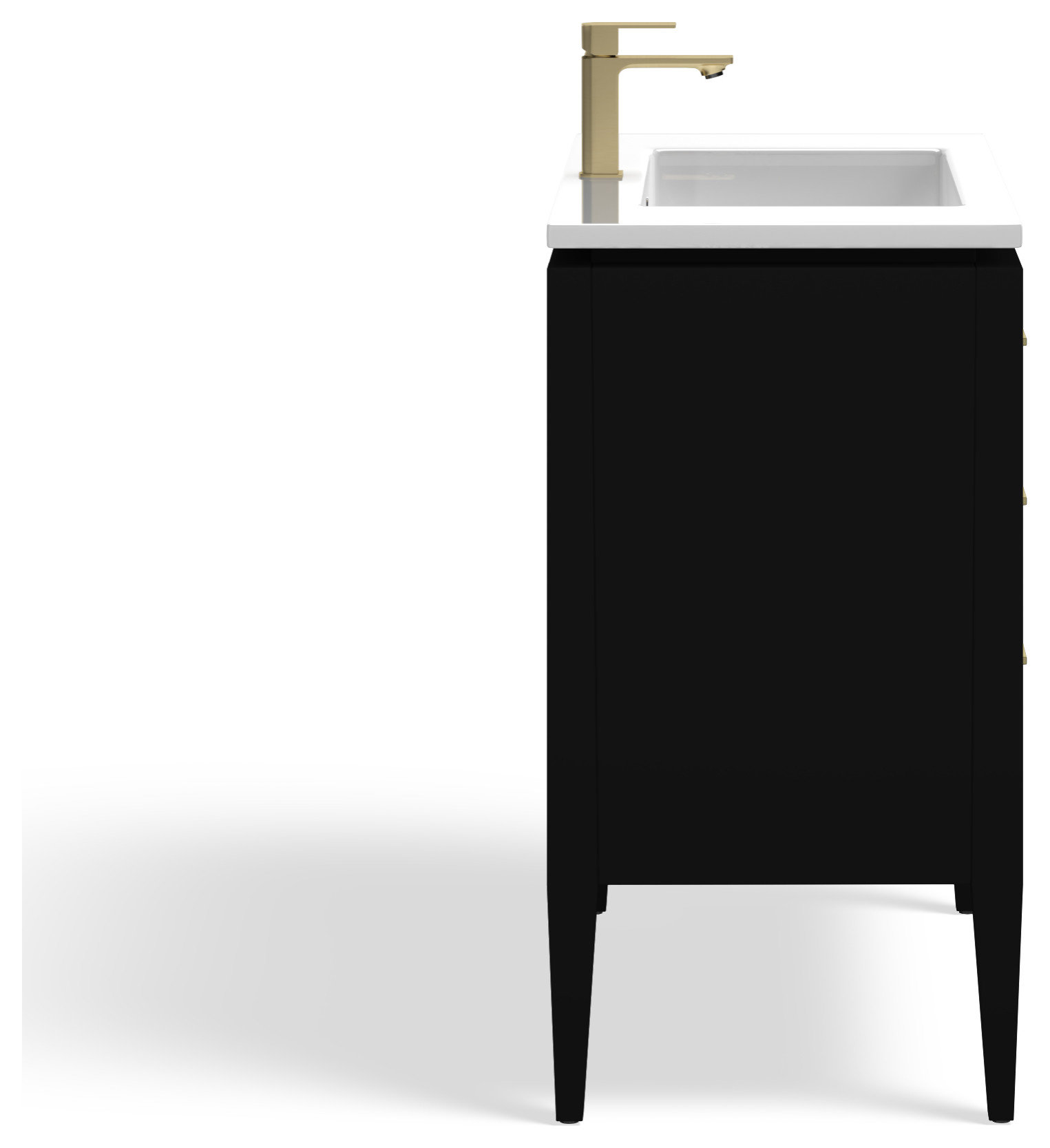 Grace Bathroom Vanity, Black With Brass Trim, 36", Single Sink, Freestanding