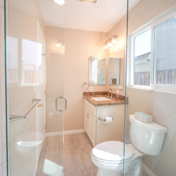 Transitional hall bathroom