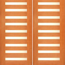 Contemporary Exterior Double Door, Mahogany, Laminated Glass - Front Doors