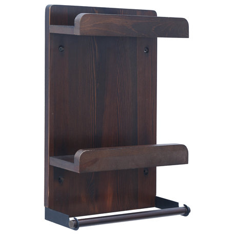 Spice Storage Rack,2 Tier Wall Mounted Holder With Paper Towel Holder