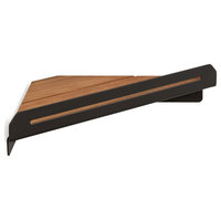 Floating Corner Shower Shelf With Natural Teak Wood, Matte Black
