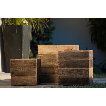 Reclaimed Wooden Patio Planter, Set of 3