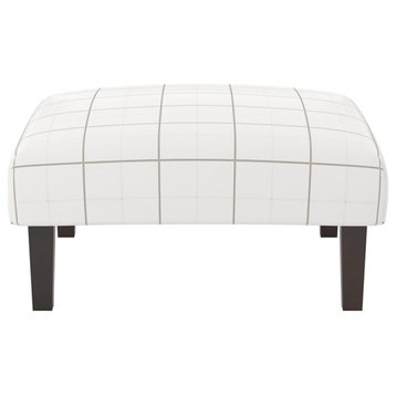 Furniture of America Shila Fabric Coffee Table Ottoman in White and Gray