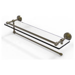 Allied Brass - Wavwely Place Paper Towel Holder with 22" Gallery Glass Shelf, Antique Brass - Maximize space and efficiency with this beautiful glass shelf and paper towel holder combination. Gallery rail will keep your items secure while the integrated paper towel holder provides a creative space for your roll. Made of solid brass and tempered