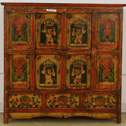 Tibetan Painted Cabinet - Nightstands And Bedside Tables