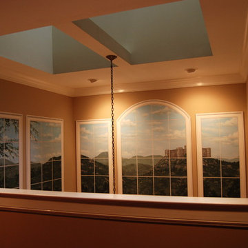 Trompe L'Oeil Windows in two story Dining Room.