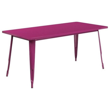 31.5"x63" Rectangular Purple Metal Indoor Outdoor Table