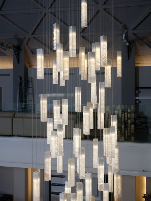 CONTEMPORARY FOYER LIGHTING, MODERN ENTRY CHANDELIER FOR HIGH ... - MODERN FOYER CHANDELIER, MODERN ENTRY STAIRWAY LIGHTS FOR HIGH CEILING FOYER,  WH - Pendant