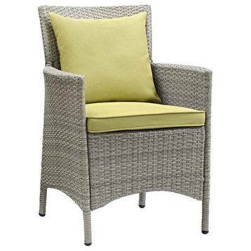 Pemberly Row  Patio Dining Arm Chair in Light Gray and Peridot