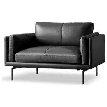 Luxury Sofa, Leather-Black Single Seat Sofa 40.6x32.7x32.7"
