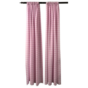 LA Linen Set of 2 Polyester Gingham Checkered Backdrops, 58"x96", Pink/White