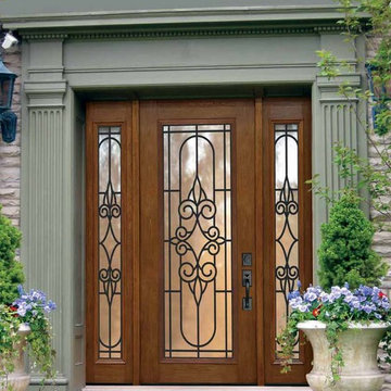 Full Lite Salento Cherry Fiberglass Door , Size: 2' 8" x 6' 8"