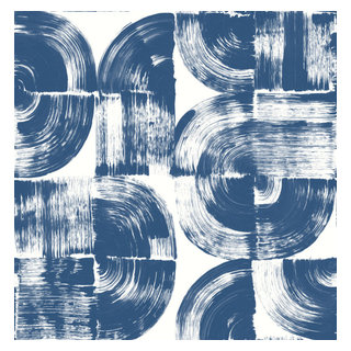 Giulietta Blue Painterly Geometric Wallpaper - Contemporary