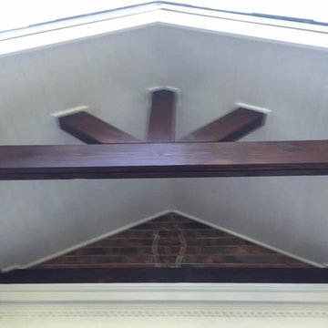 Cricket Walk Project; building front entry Gable porch and stone work