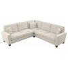Stockton 98W L Shaped Sectional Couch in Cream Herringbone Fabric