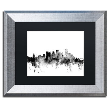 Michael Tompsett 'Edmonton Canada Skyline B&W' Matted Framed Art, 11x14