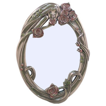 Rose and Lady'S Face Mirror, Home Accent, Cold Cast Bronze