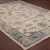 Casa Faded Traditional Ivory and Blue Rug, 3'10"x5'5"