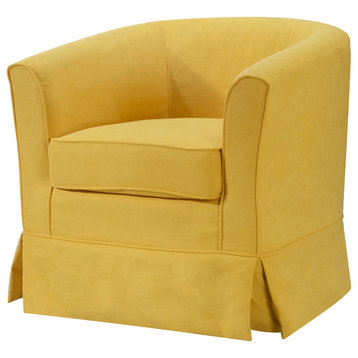 Tucker Woven Fabric Swivel Barrel Chair, Yellow