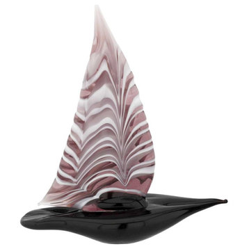 GlassOfVenice Murano Glass Small Sailboat - Purple