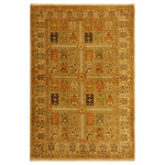 Bareens Designer Rugs - Turkish Knotted Istanbul Cammy Tan/Gold Wool Rug 4'2'' x 6'0'' - Designed with a mesmerizing intricate traditional motif this glorious hand knotted rug is a masterpiece that will fill any space with sophistication and grace. An exhilarating color pallet with an elaborate design, this masterpiece features luxurious hand spun wool with all vegetable dyes to add comfort and style to your decor. The design, color and beautiful chromatic composition with a sheen in traditional and transitional designs, exude beauty, elegance and quality make this rug a masterpiece of its own.