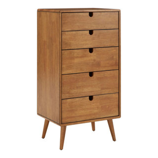 Dexter Oak Finish 5 Drawer Chest Brown Dressers by Inspire Q