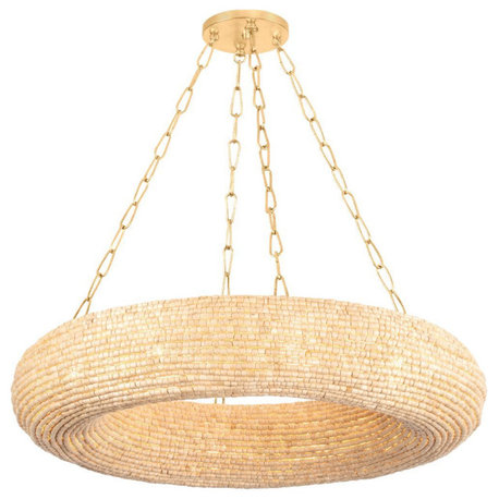 Lure 36" Wide 10-Light Vintage Gold Leaf Chandelier