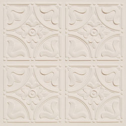 148 White Matte Faux Tin Ceiling Tile 24x24 - TIny Tulips - Ceiling Tile