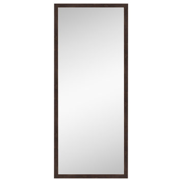 Fresco Dark Walnut Non-Beveled Wood Full Length Floor Mirror 26.5x62.5 in.