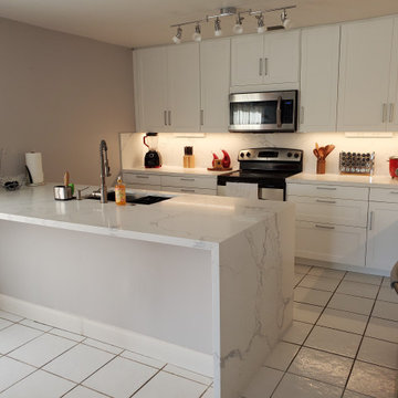 Transitional Kitchen Remodel Done in New White Cabinets