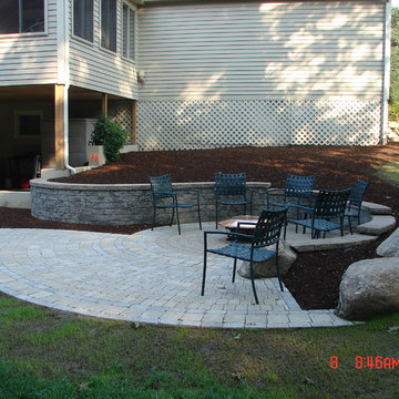 Engineered Concrete Block Walls and Concrete Pavers Landscape Design Norfolk MA