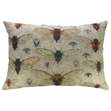 Insects Linen Pillow, 18"x12"