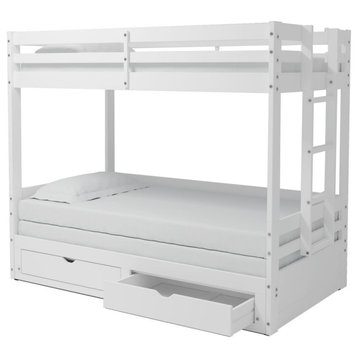 Jasper Twin to King Extending Day Bed, Bunk Bed and Storage Drawers, White