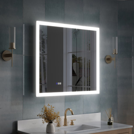 Recessed/Surface Mount LED Medicine Cabinet with 3X Magnifier Glass, 36"x32"